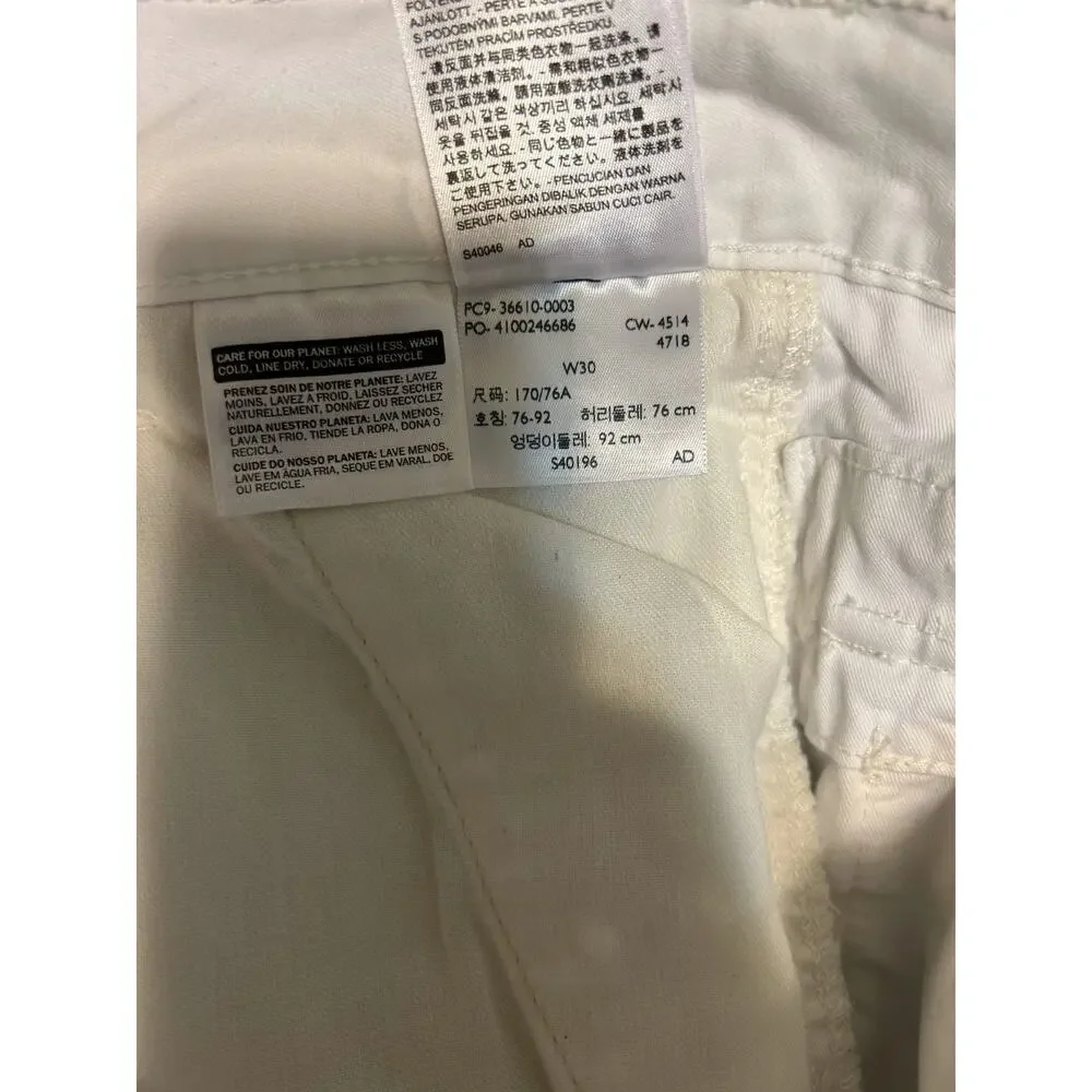 Levi's Squad Cargo Shorts Men's 30 White Utility Pockets Waist Belted Streetwear